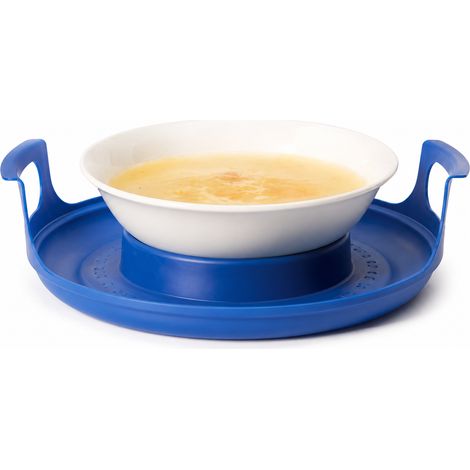 Porte-Plat Micro-Ondes, Support Assiette Bleu Fonce, Plateau Plat Chaud, Poignee Resistante Chaleur Tact Frais pour Cuisine, Rechauffage, Maison (1/5)