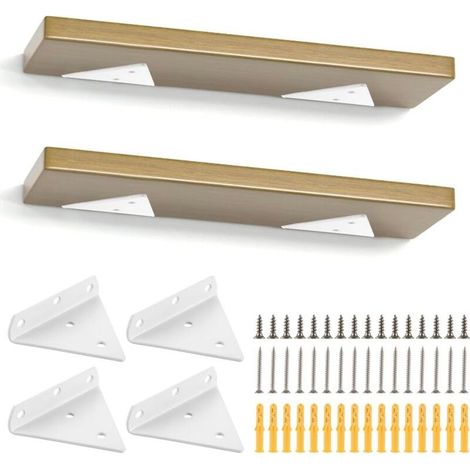 Lot de 4 Support Etagere Triangle Blanc, 8CM Supports D'étagère Flottant en Fer, Support Étagère Mural en Métal Pour Étagères Ouvertes de Bricolage (1/4)