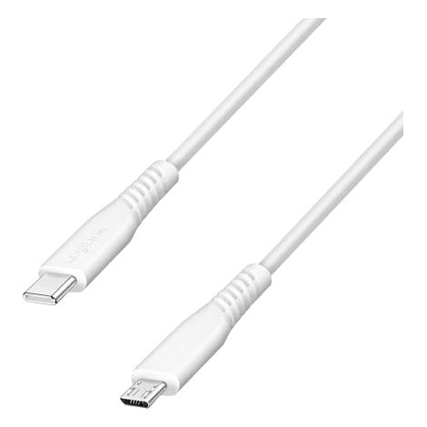 LogiLink Cable de conexión USB 2.0 tipo C a micro USB (macho/macho), carga rápida, transferencia de datos 480 Mbit/s, 12 W, color blanco, longitud: 0,5 m