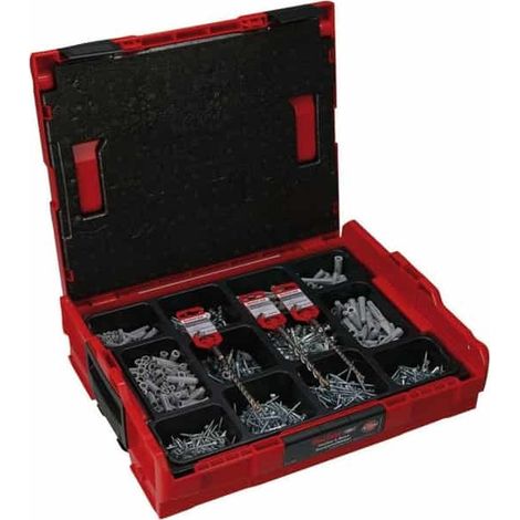 Fischer – Assortiment de chevilles pour tous matériaux – 1053 accessoires – Charge maximale 80 kg – Malette professionnelle empilable