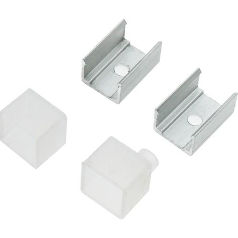 IluminaShop - Pack 2 Tapones y 2 Grapas para Funda de Silicona para Tiras 16X16 mm