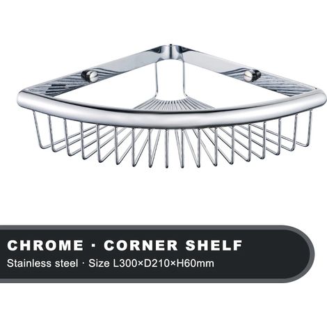 Étagère d'angle chromée (Étagère de douche murale triangulaire en acier inoxydable) - Rangement pour salle de bain - Accessoires et quincaillerie chromés (1/5)
