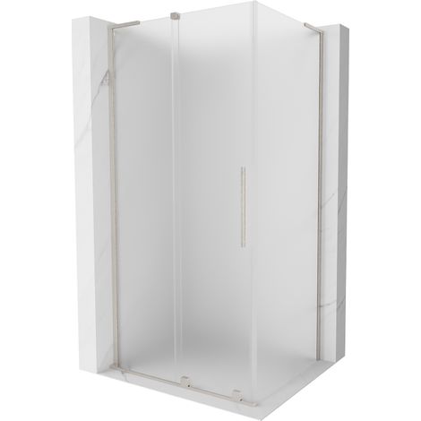 Mexen Velar L Duschkabine Schiebetür 90 x 75 cm, Mattglas, gebürsteter Nickel - 871-090-075-33-97