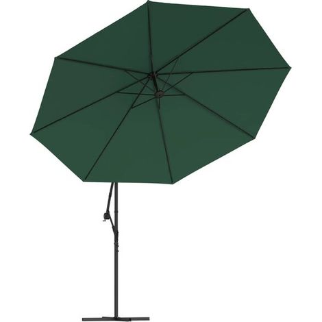 Parasol déporté vert – Grand ombrage sans mât central pour terrasse, jardin et extérieur, protection UV (1/5)