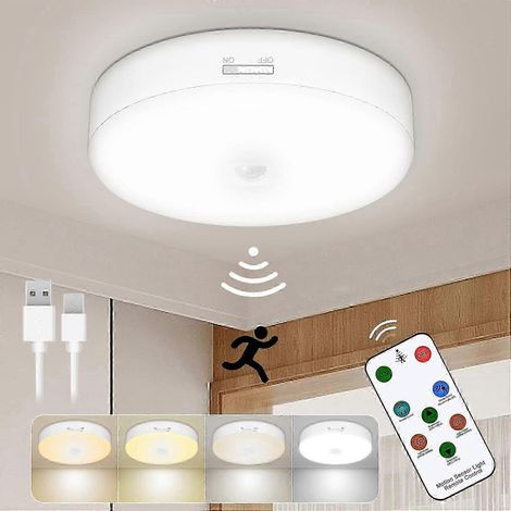 TOOWELL Wiederaufladbare Bewegungsmelderleuchte mit Fernbedienung, batteriebetriebene Deckenleuchte mit 5 Helligkeitsstufen und 4 Farbtemperaturen, kabellose, dimmbare LED-Beleuchtung für Schränke L (1/4)