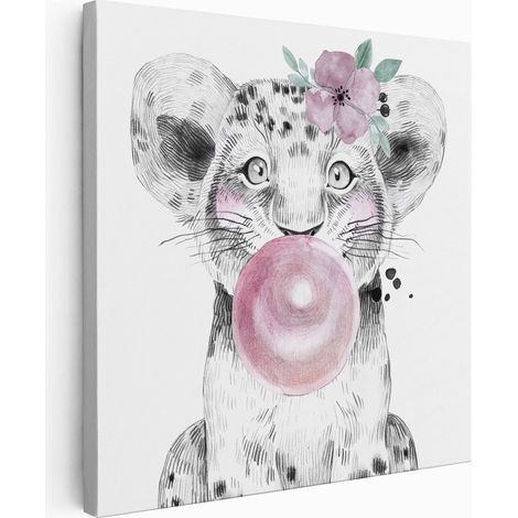 Tableau toile Enfants Carré - Lion bulle - 20x20 cm (1/2)