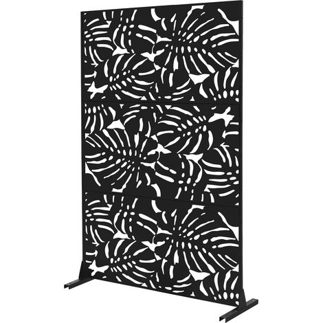 ML-Design Metall-Sichtschutz Roma 120x180 cm, aus Stahl, Raumteiler - 3 Paneele, Trennwand erweiterbar mit Ständer, Paravent freistehend, Deko Sichtschutzwand wetterfest für Garten, Balkon, Terrasse