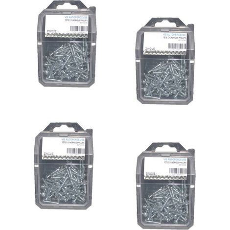 4 Coques de 100 Vis Autoperceuses Tête Cylindrique 4.8 x 31.7 mm - DIN 7504 M - Zingué blanc - D-Work
