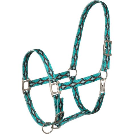 full, turchese: Cavezza in nylon per cavalli con decorazioni in stile Navajo e fibbie in acciaio inox (1/5)