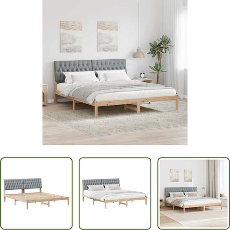 Plattformbett - Bettgestell mit gepolstertem Kopfteil Braun 180 x 200 cm (1/5)