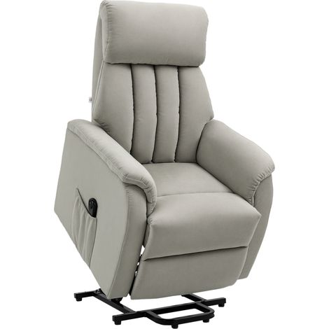 Poltrona Alzapersona Reclinabile 150° max con Telecomando e Poggiapiedi, 75x93x110 cm, Grigio