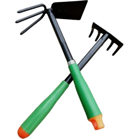 Transplantoir à main pour jardin - Mini pelle pour jardinage solide 31 x 8.5 & houe 28.5 x 8.5 x 6 cm - Râteau à fleurs avec manche ergonomique (1/4)