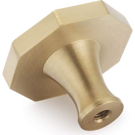 Set of 4 Brushed Brass Cabinet Knobs, Gold Dresser Drawer Knobs, for Cabinets, Cupboards, Bathroom, Bath and Kitchen, 31 x 25mm (Octagon Style B)