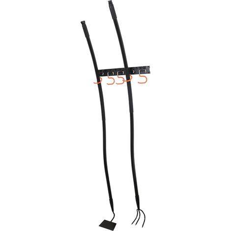 3 Platform Wall Storage System - Tool & Garden Rack - 15 Single Hooks, 15 Redtool Holders - Garage, Shed, Workshop - Black & Orange (1/4)