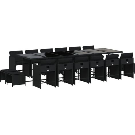 vidaXL Set da Pranzo da Giardino 17 pz con Cuscini Nero in Polyrattan