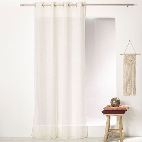 Homemaison – Voilage filet à oeillets 140 x 240 cm – Tissu uni 100% polyester – 8 oeillets inox diamètre 4 cm – Finition ourlet