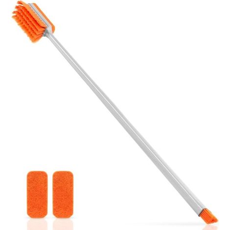 Nettoyeur d'aquarium double face 43 cm avec grattoir à algues et brosse, manche long, 2 tampons inclus, outil d'entretien pour aquarium (1/5)