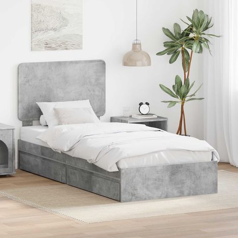 Aufbewahrungsbett Beton Grau 75 x 190 cm Holzwerkstoff