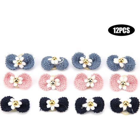 Accessoires pour poils d'animaux de compagnie, 12 pièces, corde élastique pour chien, couvre-chef en forme de nœud papillon pour chat (1/5)