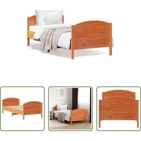 vidaXL Estructura de cama sin colchón madera maciza marrón 90x190 cm (1/5)