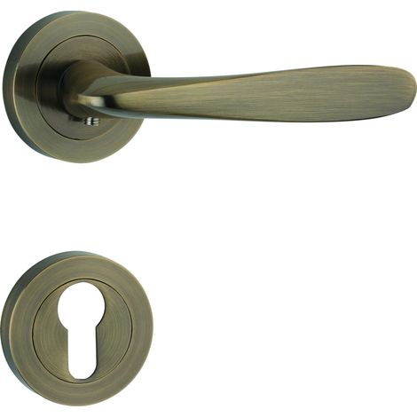 THIRARD - Poignée sur rosace Barok, rosace ronde, trou de cylindre, bronze - THIRARD
