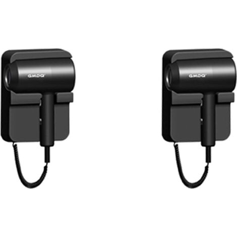 Sèche-cheveux GMDQ 3x air chaud/froid, mural, idéal pour les salles de bain et les hôtels, avec fonction ionique, support USB, noir, prise européenne standard (1/2)