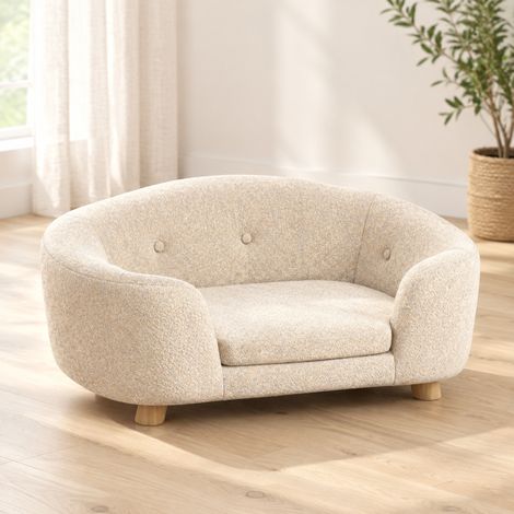 Divano per cane con cuscino sfoderabile, 70 x 47 x 30 cm, bianco crema HAVRYA (1/5)