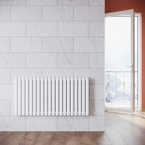 SONNI Design Pannello Radiatore Tubi 600x1180mm Bianco Doppio Strato Bagno/Soggiorno Radiatore Orizzontale Ingresso Laterale Bagno Radiatore Radiatore Radiatore (1/5)