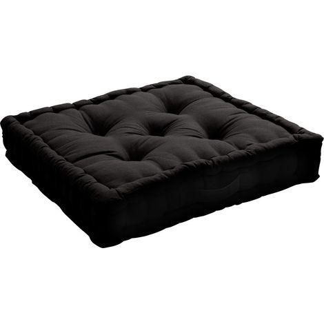 Coussin de Sol Uni "Panama" 50x50cm Noir