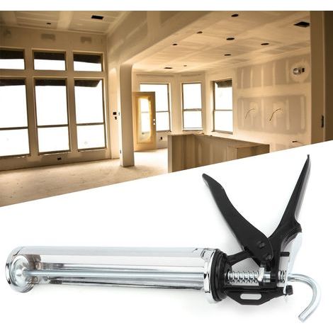 Stainless steel caulking gun with rotating pressure handle for filling and sealing work (1/5)