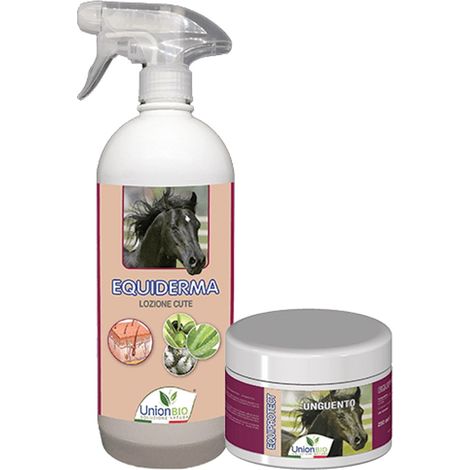 ENSEMBLE LESIONS SÈCHES ET CHEVAL : Antimicrobien et antifongique équiderm più pommade equiprotectrice pour torches, rhagades et dermatoses