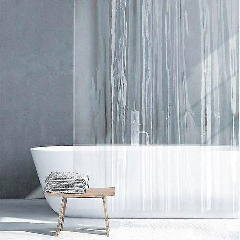 Rideau de douche transparent en PEVA, résistant à la moisissure et imperméable, avec 12 crochets pour salle de bain (1/5)