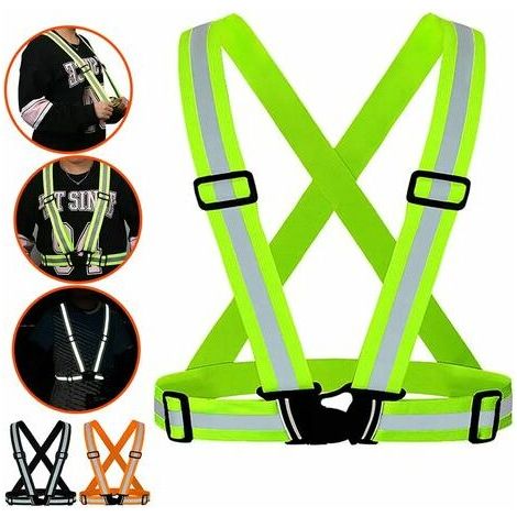 YMYNY Triangle de sécurité et gilet de sécurité Gilet de sécurité gilet de sécurité réfléchissant pour moto vélo jogging nuit course équitation 4 cm, vert (1/5)