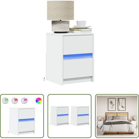 Lumière LED - Armoires de chevet et lumières LED 2pcs blanc bois d'ingénierie (1/5)
