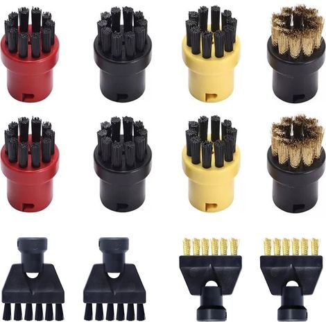 12 Pièces Accessoires de Brosse pour Nettoyeur Vapeur pour Kärcher SC1/SC2/SC3/SC4/SC5 avec 8 Brosses Rondes + 4 Brosses Plates pour Cuisine, Meubles, Salle de Bain, Tapis (1/5)