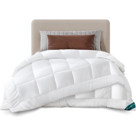 Couette 4 Saisons 155x200 cm 3 en 1 200g/m²+ 300g/m²= 500g/m² Couette Hiver en Microfibre Couverture Douce avec Rembourrage Moelleux Blanc (1/5)