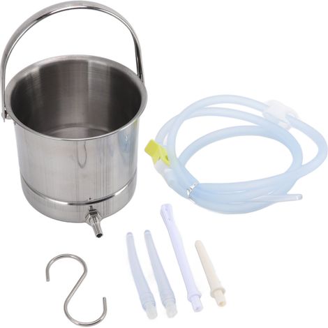 Kit de seau à lavement en silicone 1,6L avec tuyau, buses et sac de rangement pour hydrothérapie du côlon (1/5)