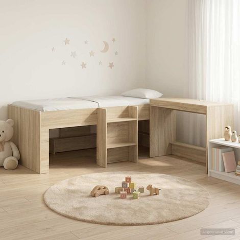 Estructura de Cama con Escritorio 2 uds. Roble Sonoma (1/5)