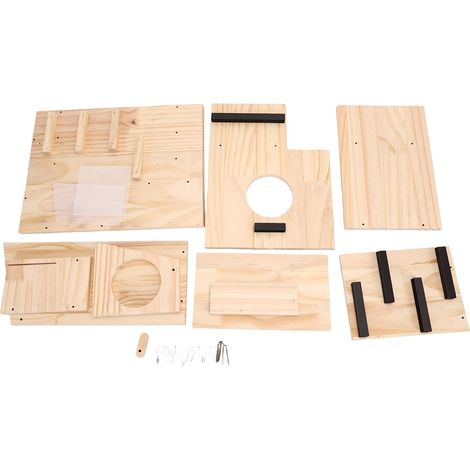 Grande maison d'écureuil en bois avec panneau avant entièrement ouvert, échelle d'escalade, nichoir extérieur, double balcon, fenêtre de visualisation en acrylique (1/5)