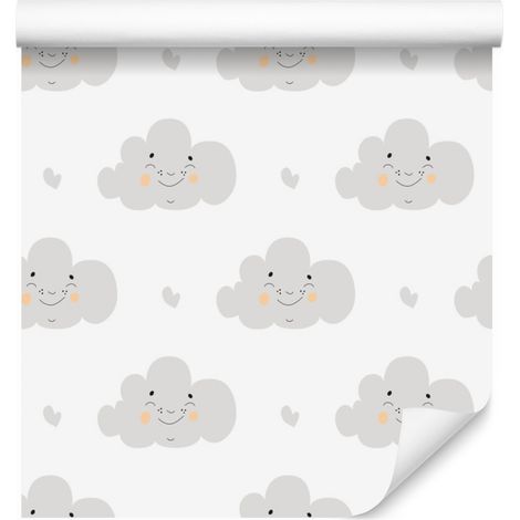 Papel pintado con diseño de nubes para salón y dormitorio, 50x1000 cm. (1/5)