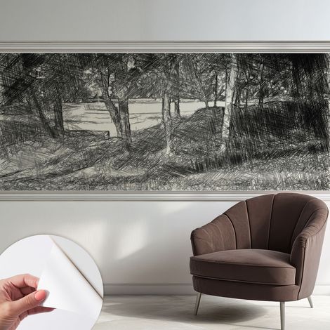 Papier peint adhésif autocollant pour salon chambre à coucher tendance et originale Paysage serein 250x104 cm (1/5)