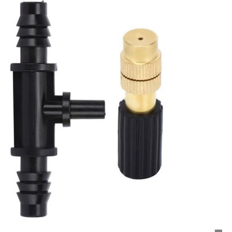 Buse Brumisation - Raccord T Pour Tuyau 8 mm / 12 mm - Accessoire Arrosage Jardin - Lot De 10 Pièces (1/5)