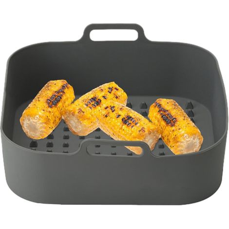 Doublures en silicone pour friteuse à air Plateau de four carré en silicone pour friteuse à air Friteuse à antiadhésive avec poignée, tapis de cuisson réutilisable résistant à la chaleur (1/5)