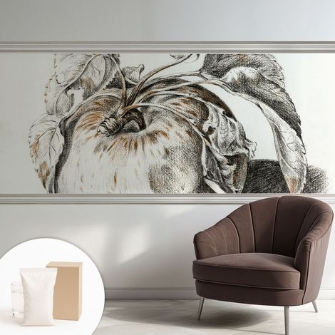 Papier peint intissé à motifs décoratifs pour salon chambre et bureau Décoration murale élégante avec colle Pomme et feuilles 250x104 cm (1/5)
