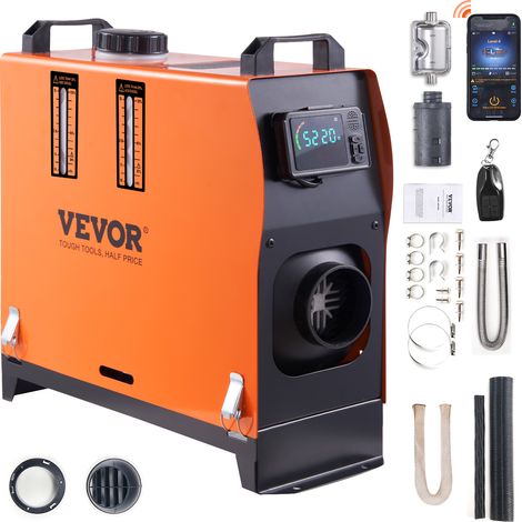 VEVOR Calentador Diesel Portátil Todo en Uno 12V 8kW 0,16-0,62L/h Calentador de Aire Diesel 836°C Ajustable 20-25m² Control Inteligente LCD Bluetooth Mando a Distancia Tanque de 5L para Barco RV Auto