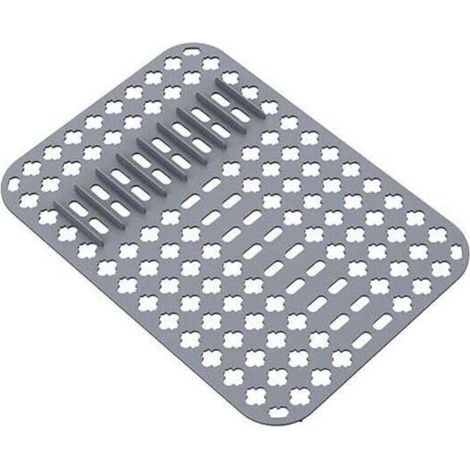 1pc Tapis d'évier, Tapis de Protection en Silicone, 40X29 CM PVC Cuisine Tapis D'évier Protecteur pour évier et évier avec Trous de Drainage (Gris)