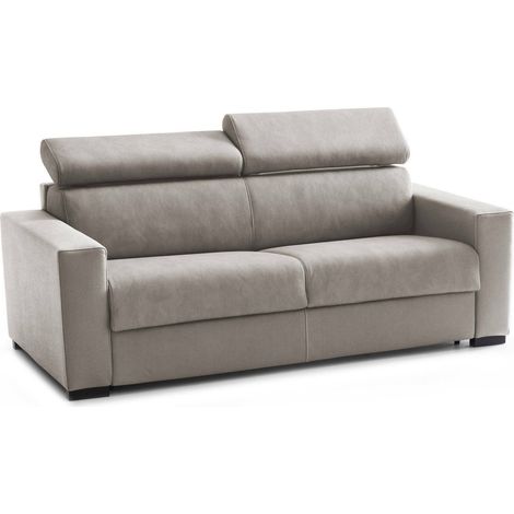 Talamo Italia Schlafsofa Afra, 2-Sitzer-Sofa, 100% Made in Italy, Wohnzimmersofa mit drehbarer Öffnung, mit verstellbaren Kopfstützen und serienmäßigen Armlehnen, Cm 180x95h85, Turteltaube