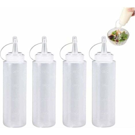4pcs 200ml Bouteille à Condiments Plastique Multi-usage Condiment Bouteilles Presser Les Bouteilles De Condiments Flacons Transparents Pour Sauce Bouteille à Sauce Avec Capuchon Pour Assaisonnements (1/4)