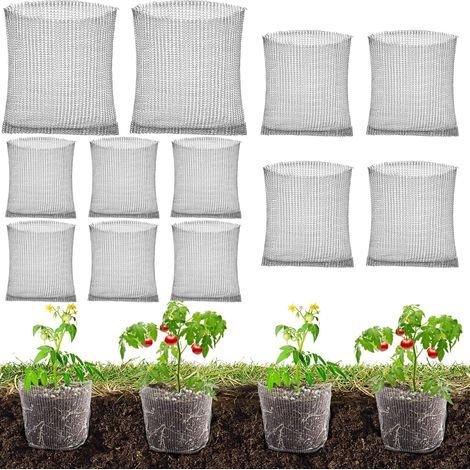 Lot de 12 corbeilles à plantes de protection contre les campagnols, 1/3/5 gallon, sac en maille métallique en acier inoxydable, fleurs, légumes (12 pièces) (1/5)