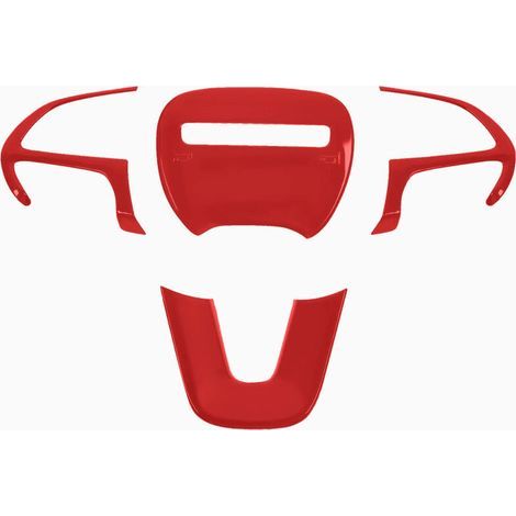 (Rot) Lenkradverkleidung in Carbonfaser-Optik aus verchromtem ABS für Dodge Challenger 15-21 (1/4)